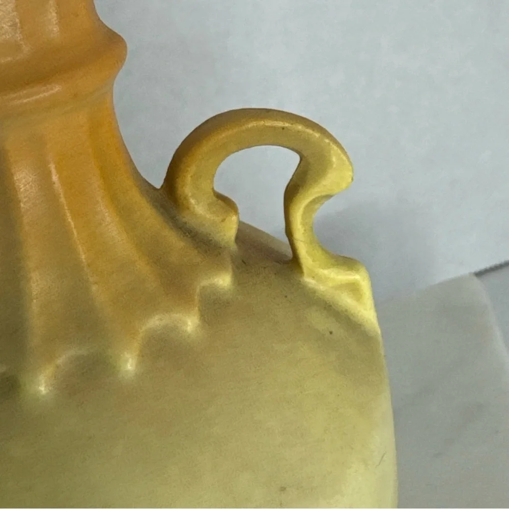 Antique Bud Vase Hand Painted Floral Design in Soft Yellow